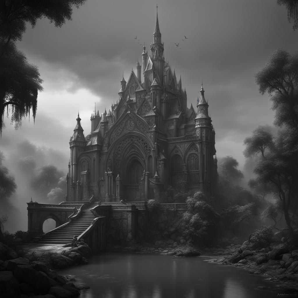 Selective Color Image in Dark Fantasy Style