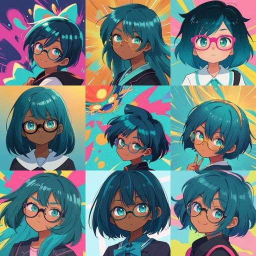 African American Teenage Girl in Vibrant Anime Style