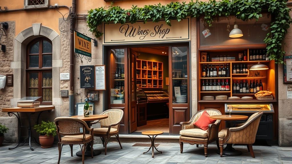 Charming Italian Wine Shop with Rustic Details