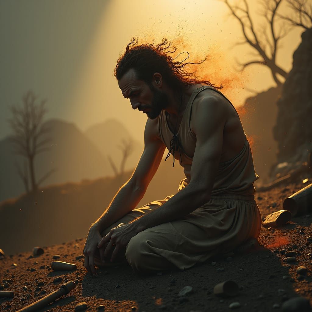 Job's Fury: Biblical Despair in Dark Fantasy Style