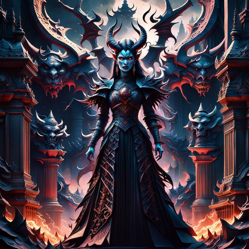 Dramatic Demon Women in Digital Matte Painting