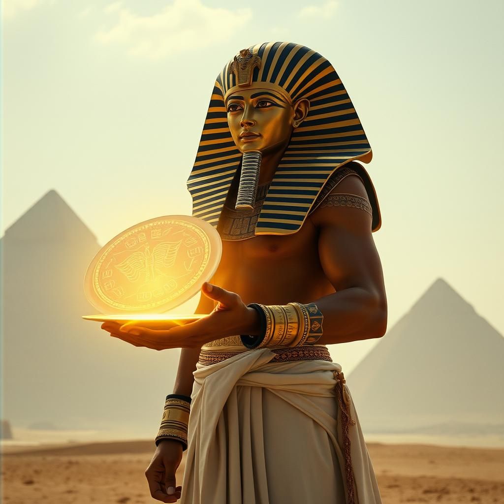 Mythic Hero as Egyptian Pharaoh in Cinemascope Style
