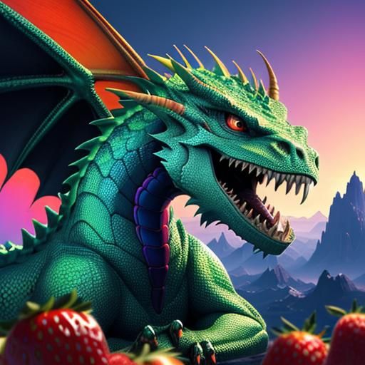 Dragon on Strawberry Mountain: 3D Anime Art