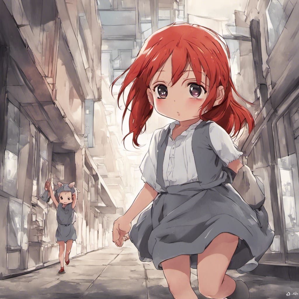 Anime Style Baby's First Steps Toward Sister