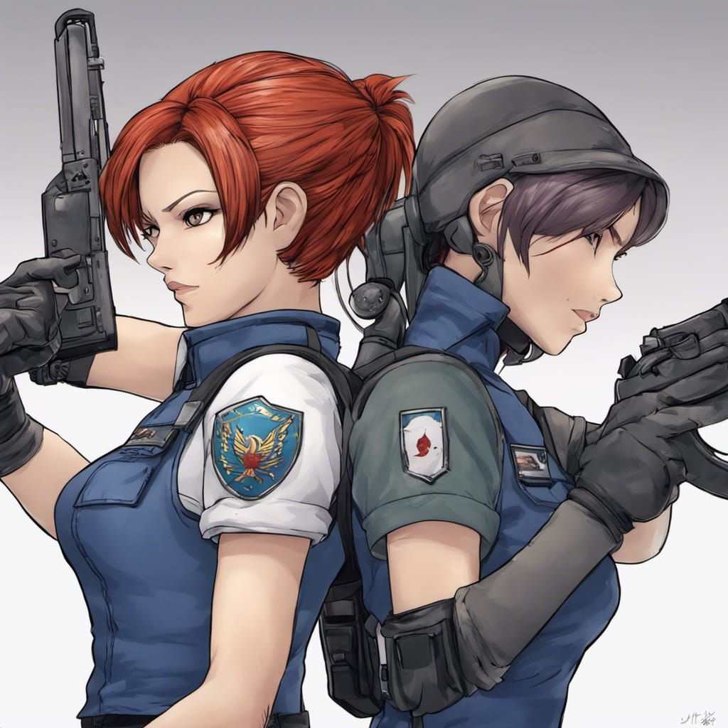 Anime Girls: Redhead and Jill Valentine