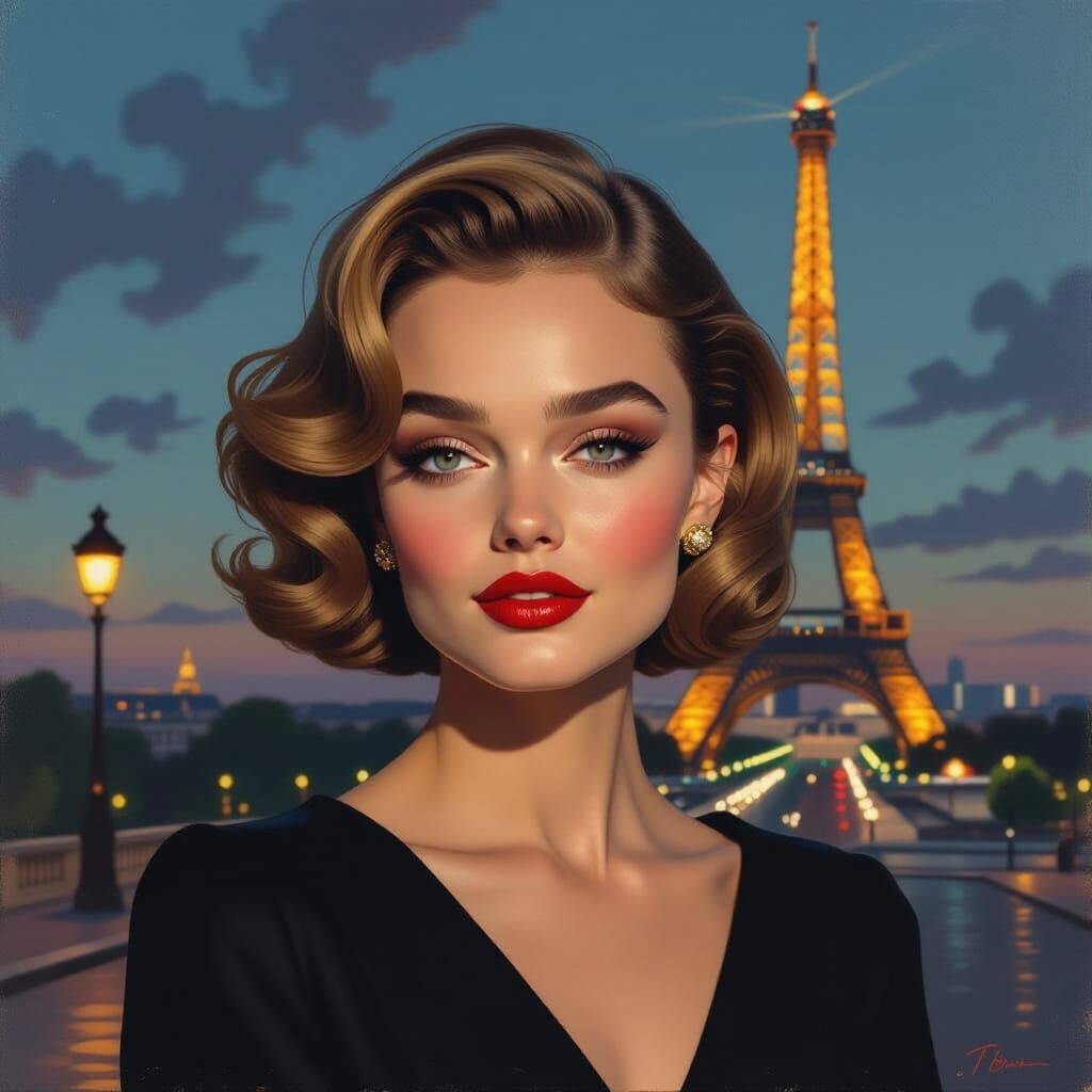 Lily-Rose Depp in 1950s Pompadour Paris Portrait