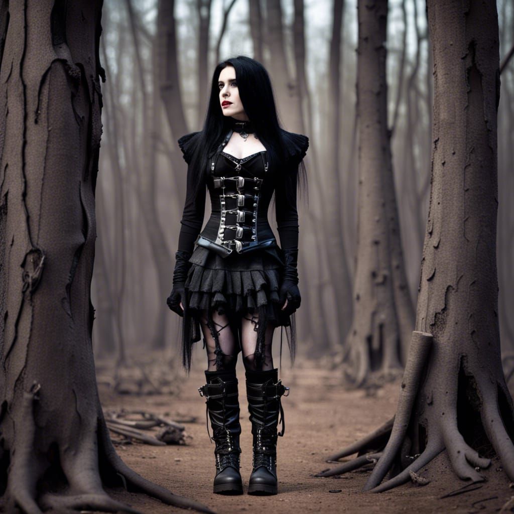 Goth Woman in Dead Forest