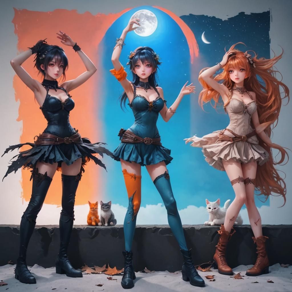 Moody Hyperrealistic Full Moon Night in Forest