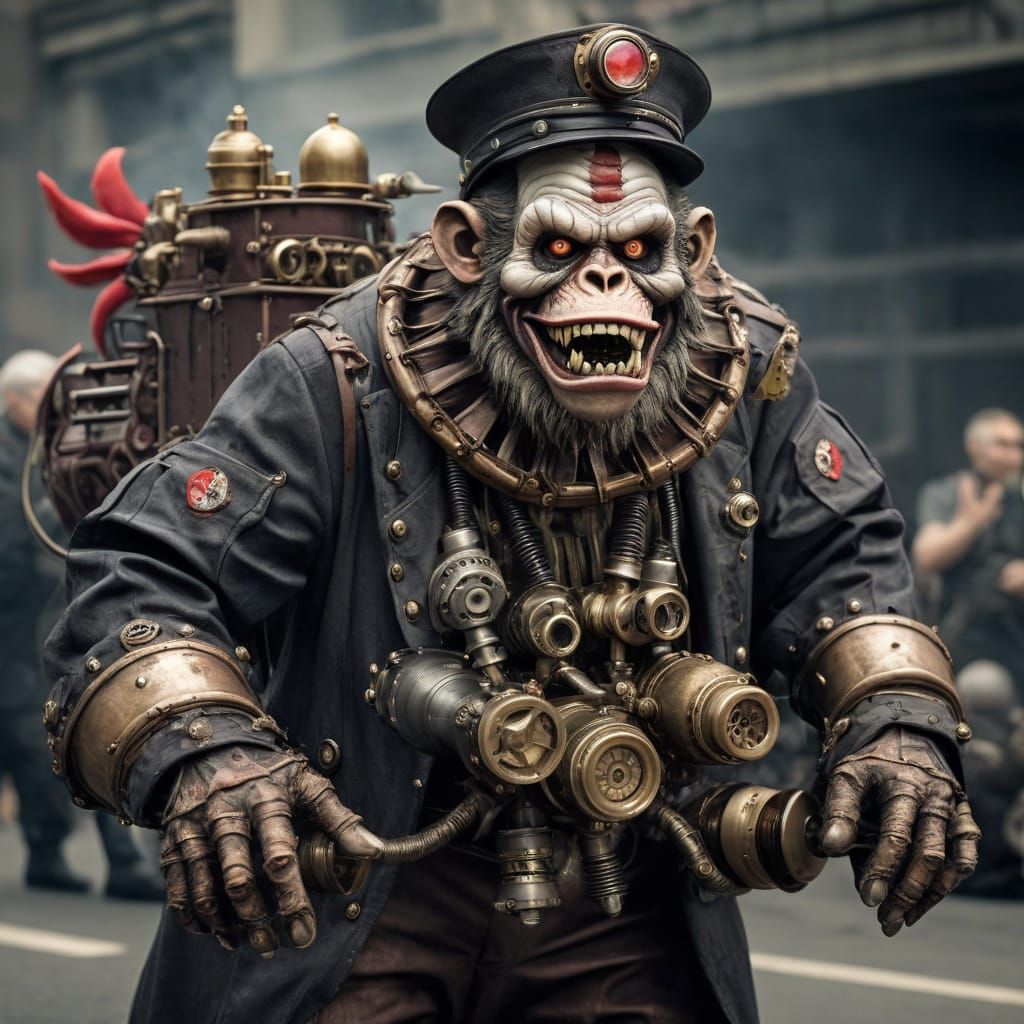Steampunk Zombie Monkey Clown Military Parade