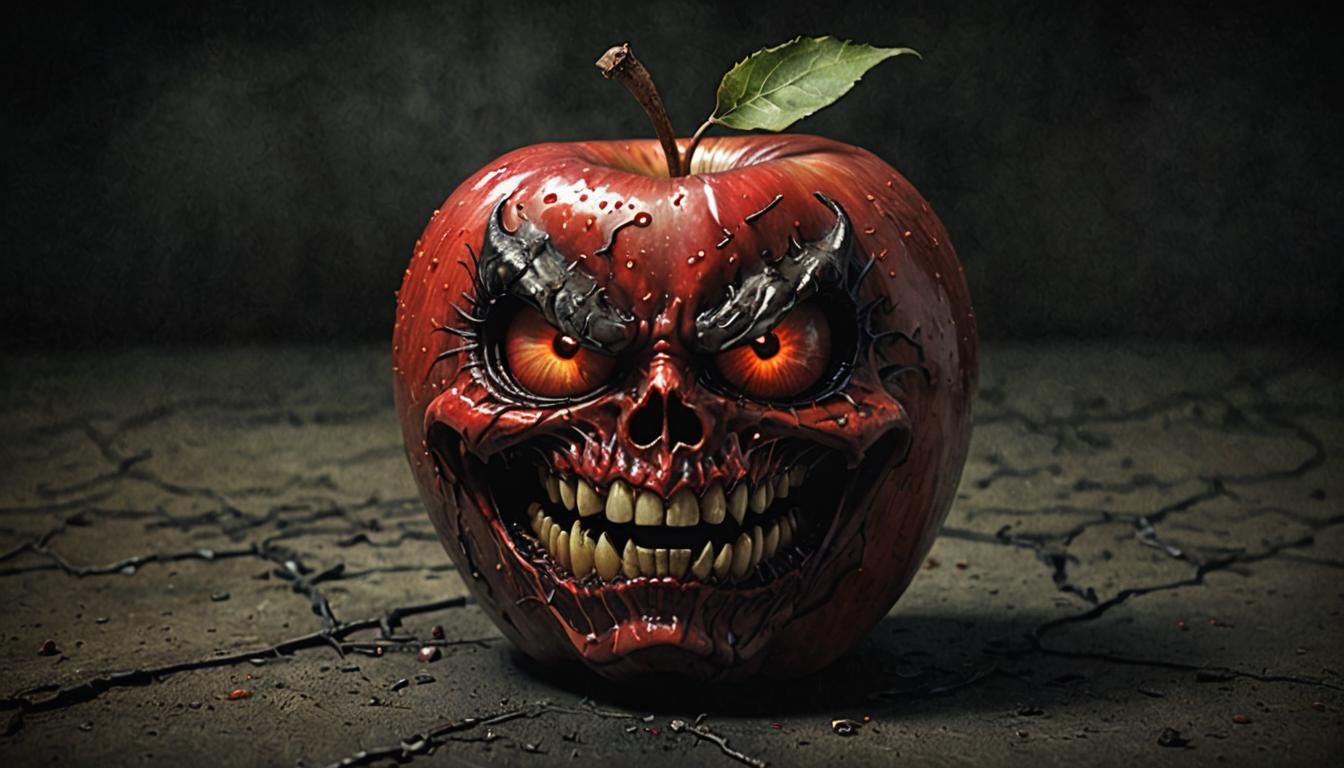 A Demonic Apple Illustration