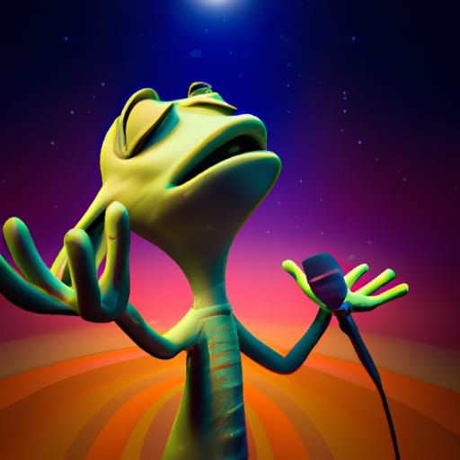 Detailed Alien Singing in Pixar Style