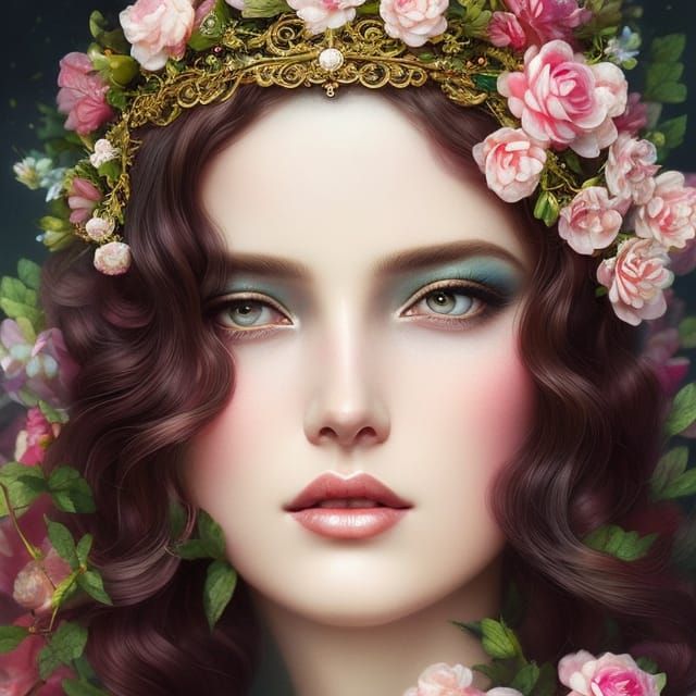 Dream Princess with Flower Crown in Hyperrealism