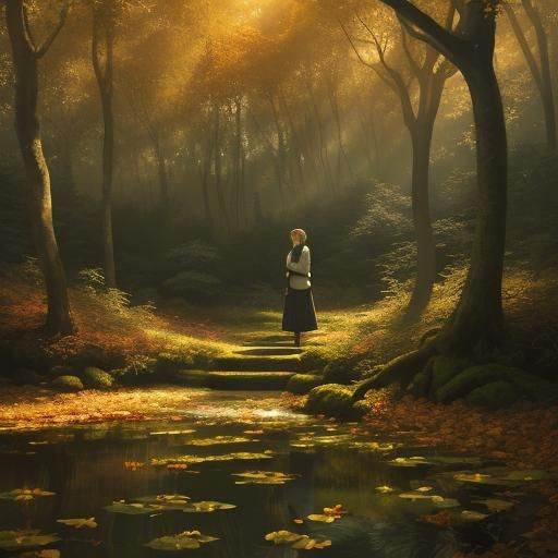 Woman in Forest: Autumnal Surrealism