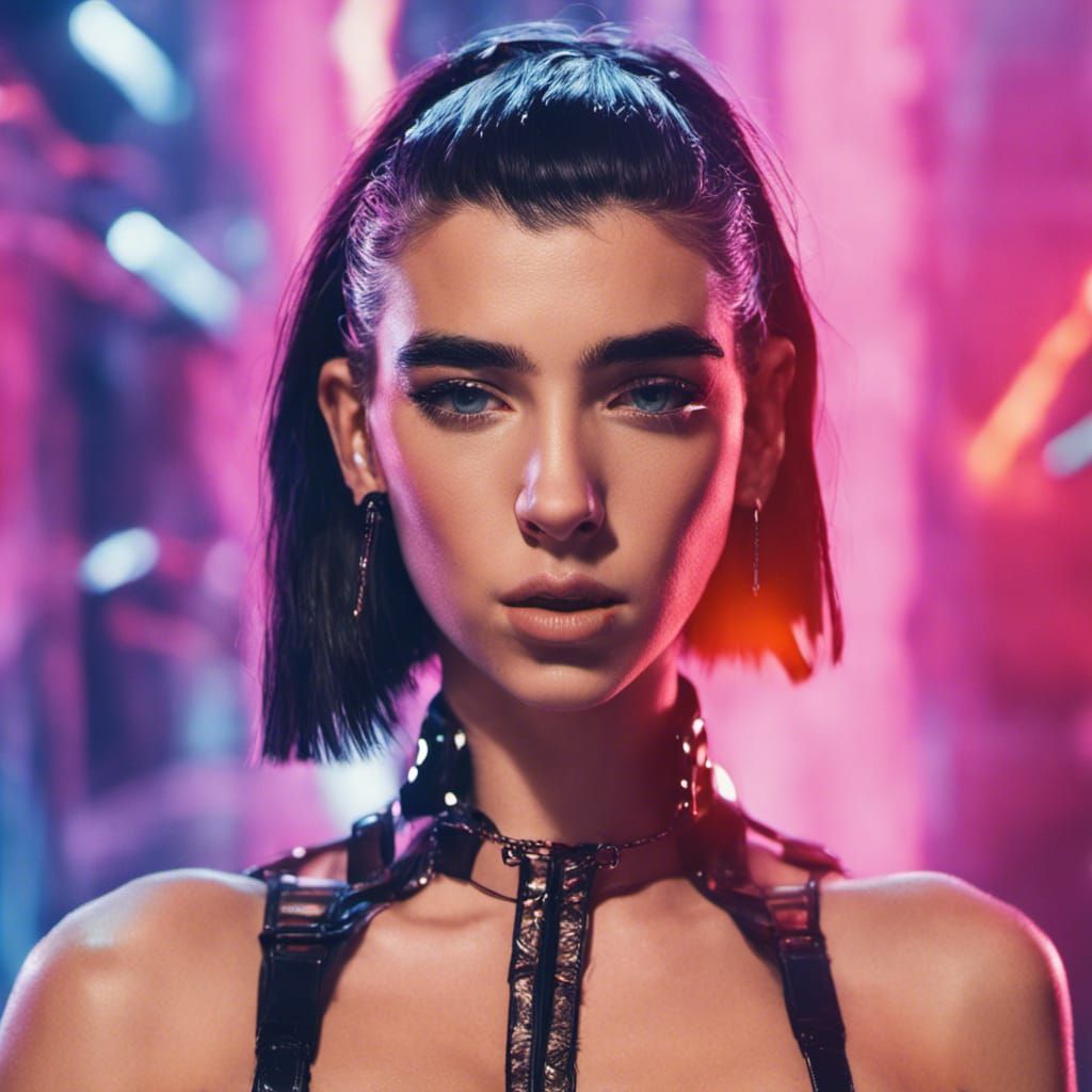 Dua Lipa in Cyberpunk Outfit Bathed in Sunshine