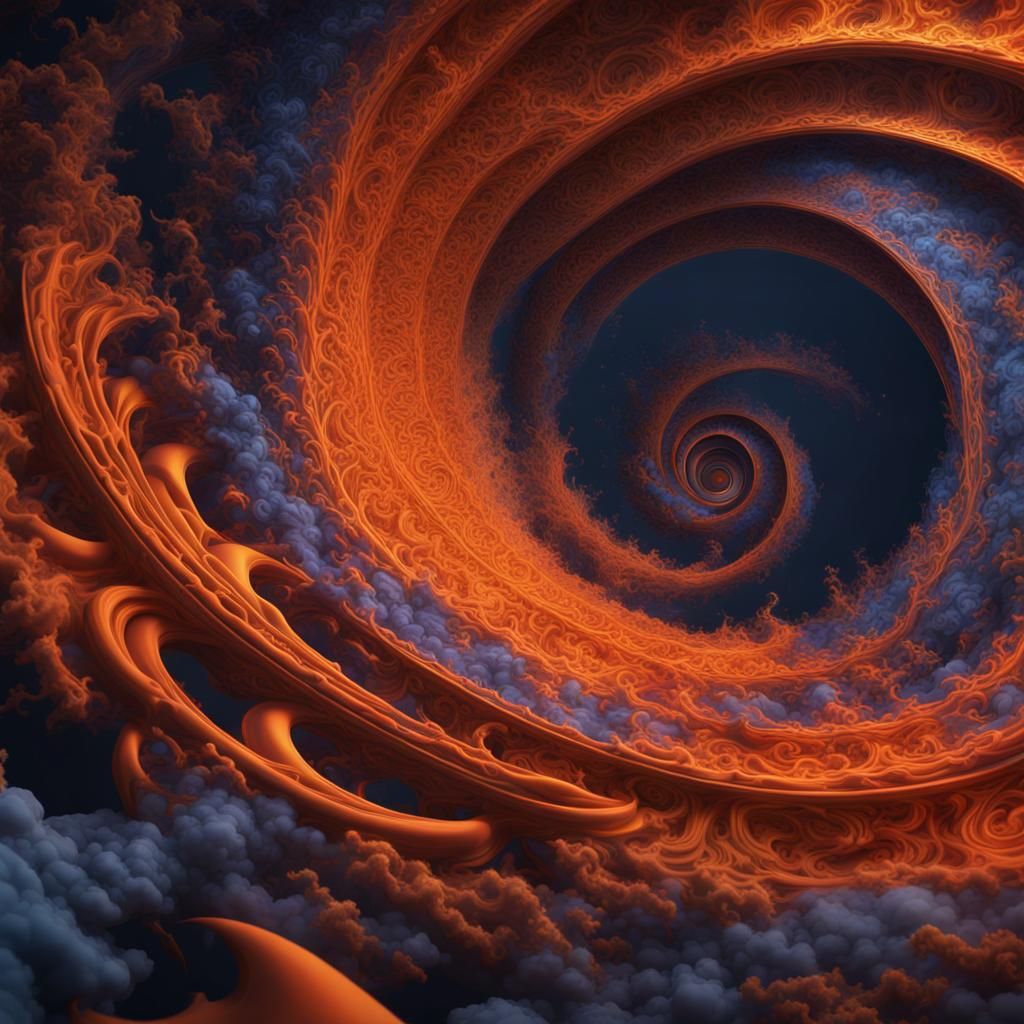 Vibrant Fibonacci Vortex in Detailed Matte Painting