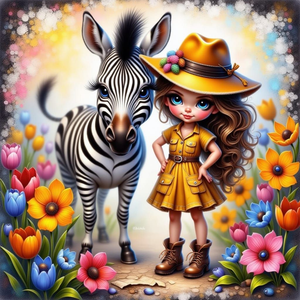 Sassy girl and zebra