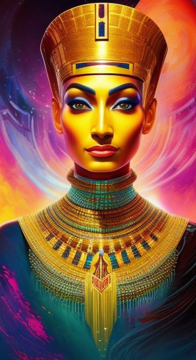 Cybernetic Queen Nefertiti Digital Art