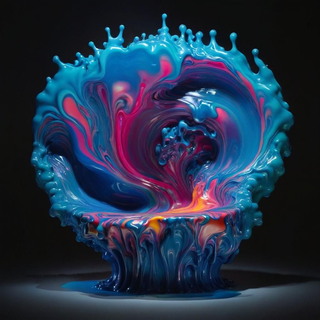 Colorful Psychedelic Fluid Sculpture in 3D