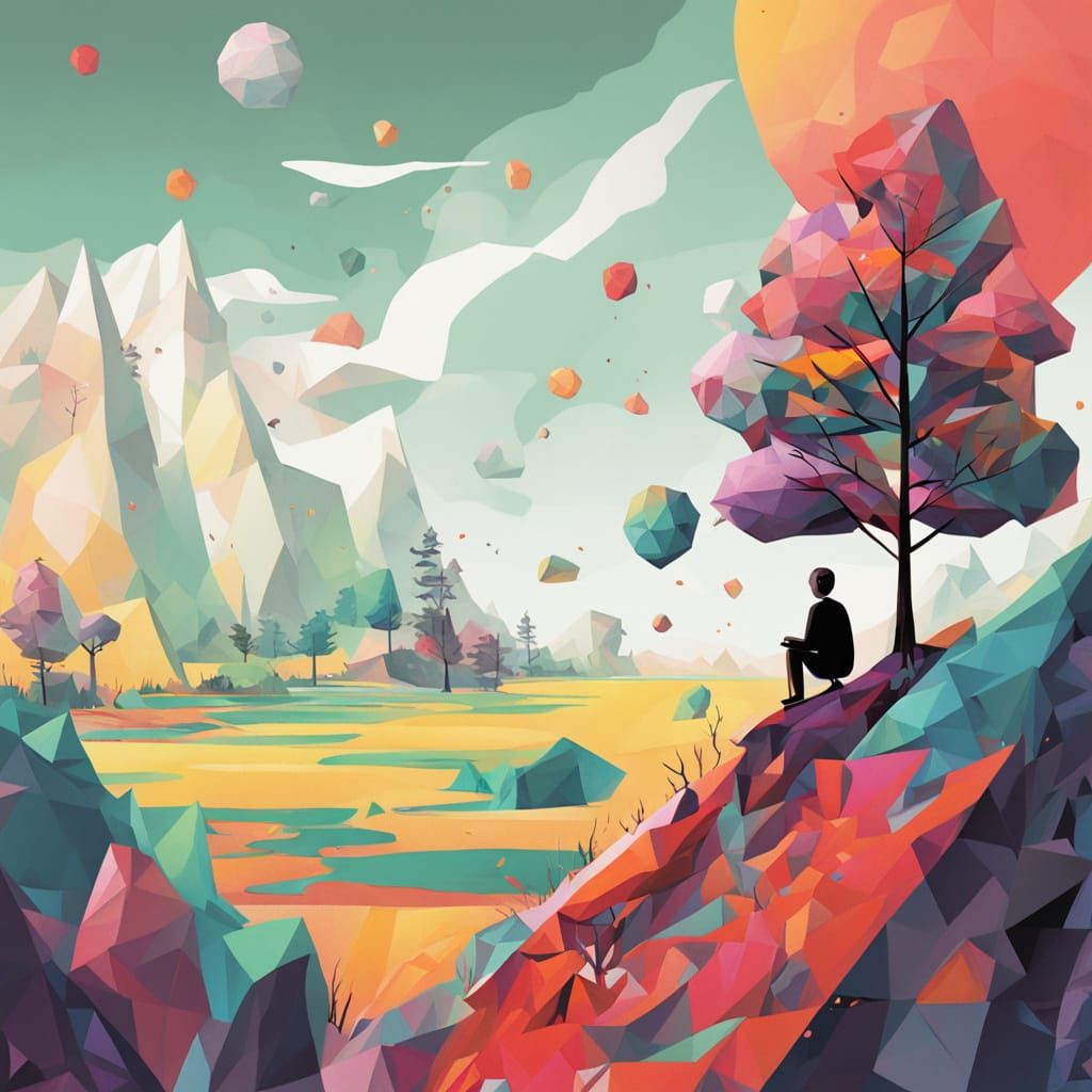 Whimsical Stickman in a Sunny Landscape