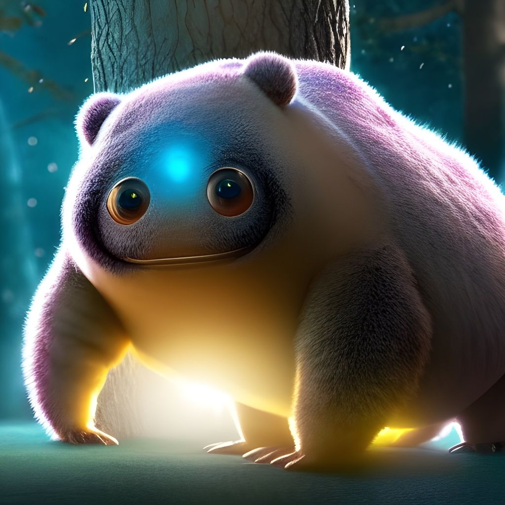 Futuristic Tardigrade Treehouse in Magical Forest