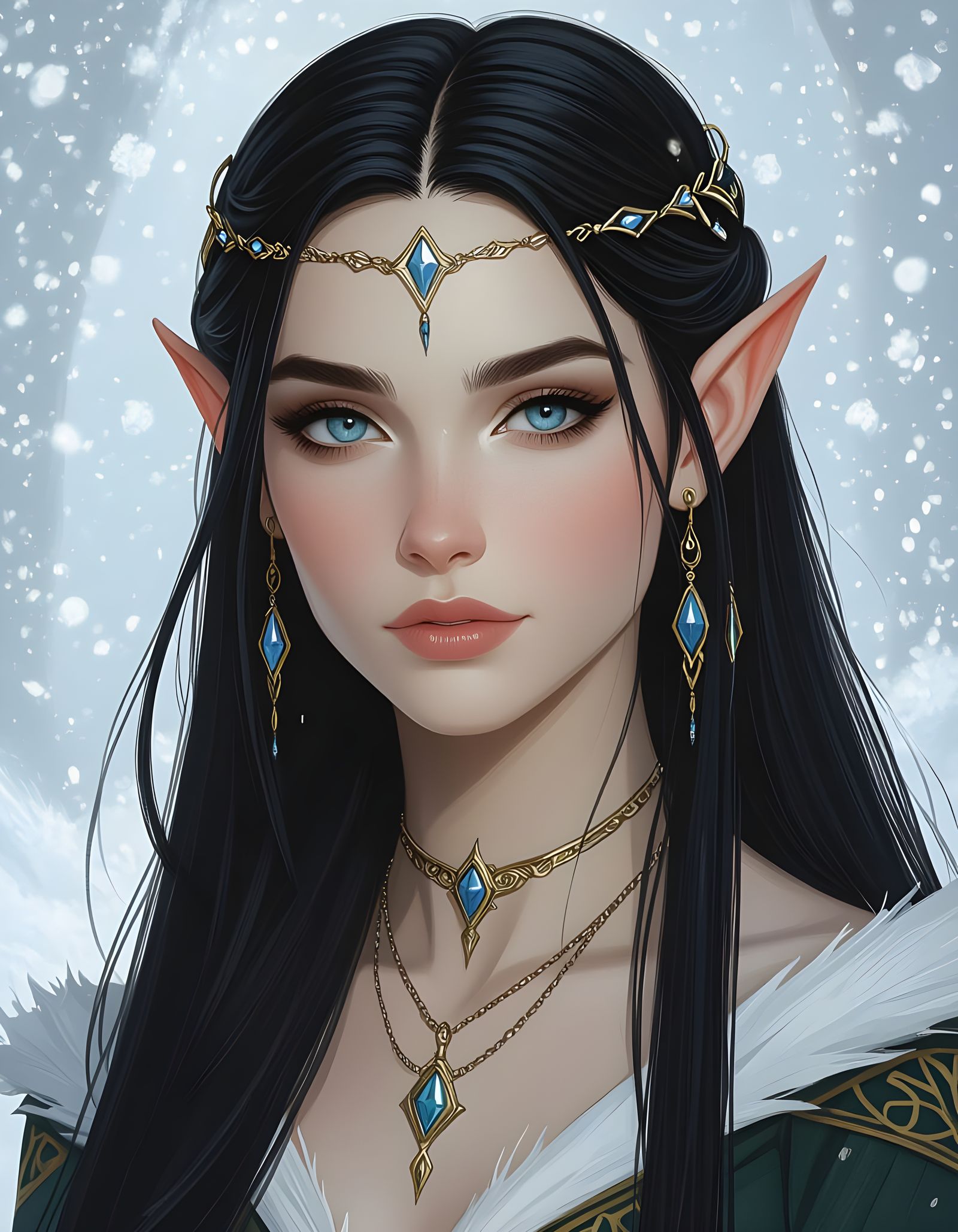 Elf Woman Portrait in Realistic Digital Art Style