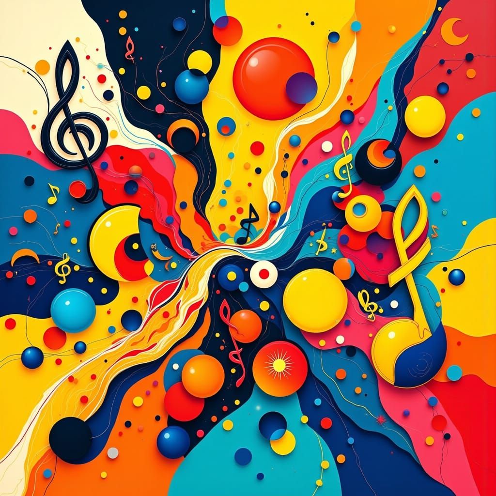 Vibrant Musical Notes in Bold Graphic Forms