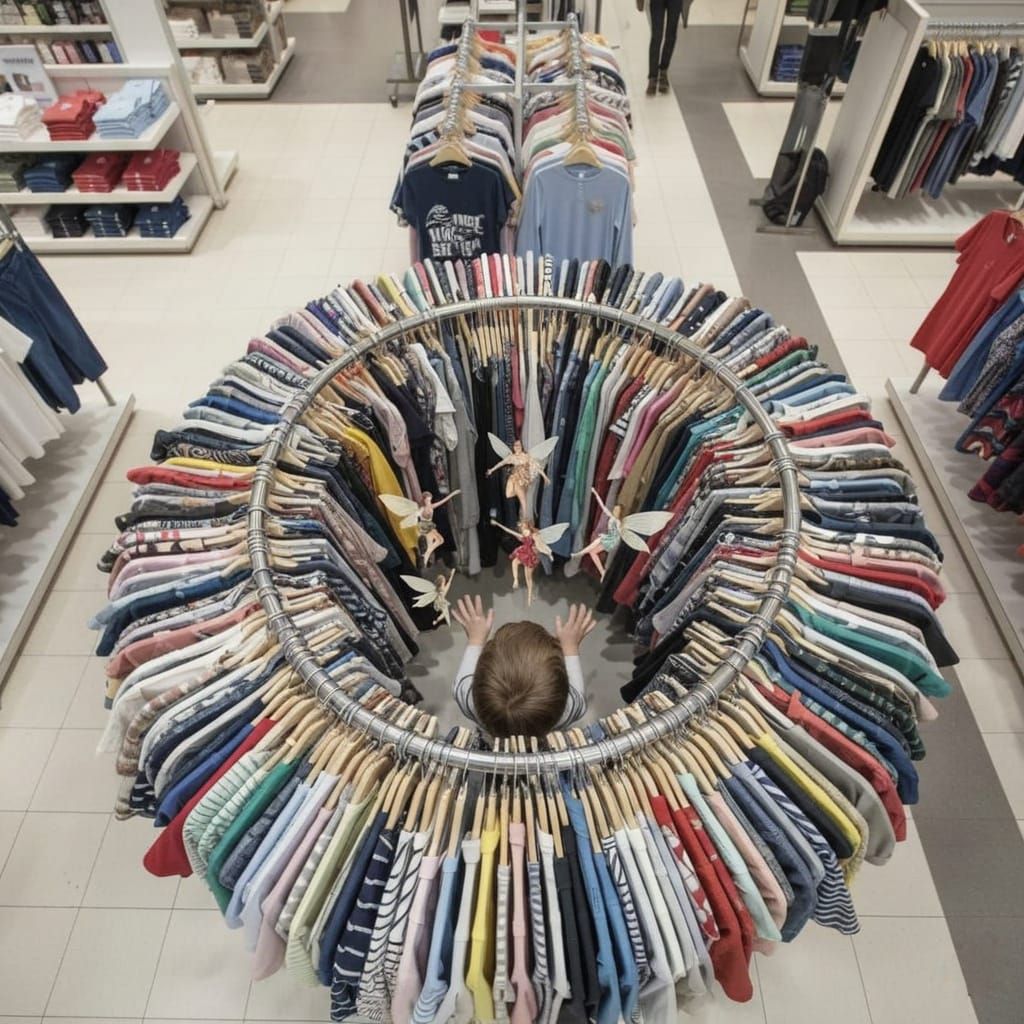 Child Hiding in a Store Background