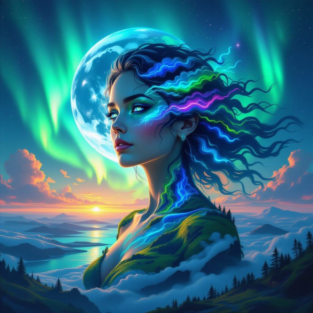 Earth as Serene Woman: A Digital Painting