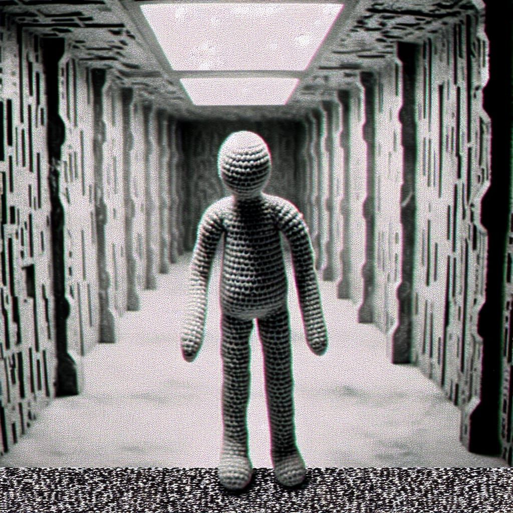 Amigurumi Entity in Eerie Backrooms Maze