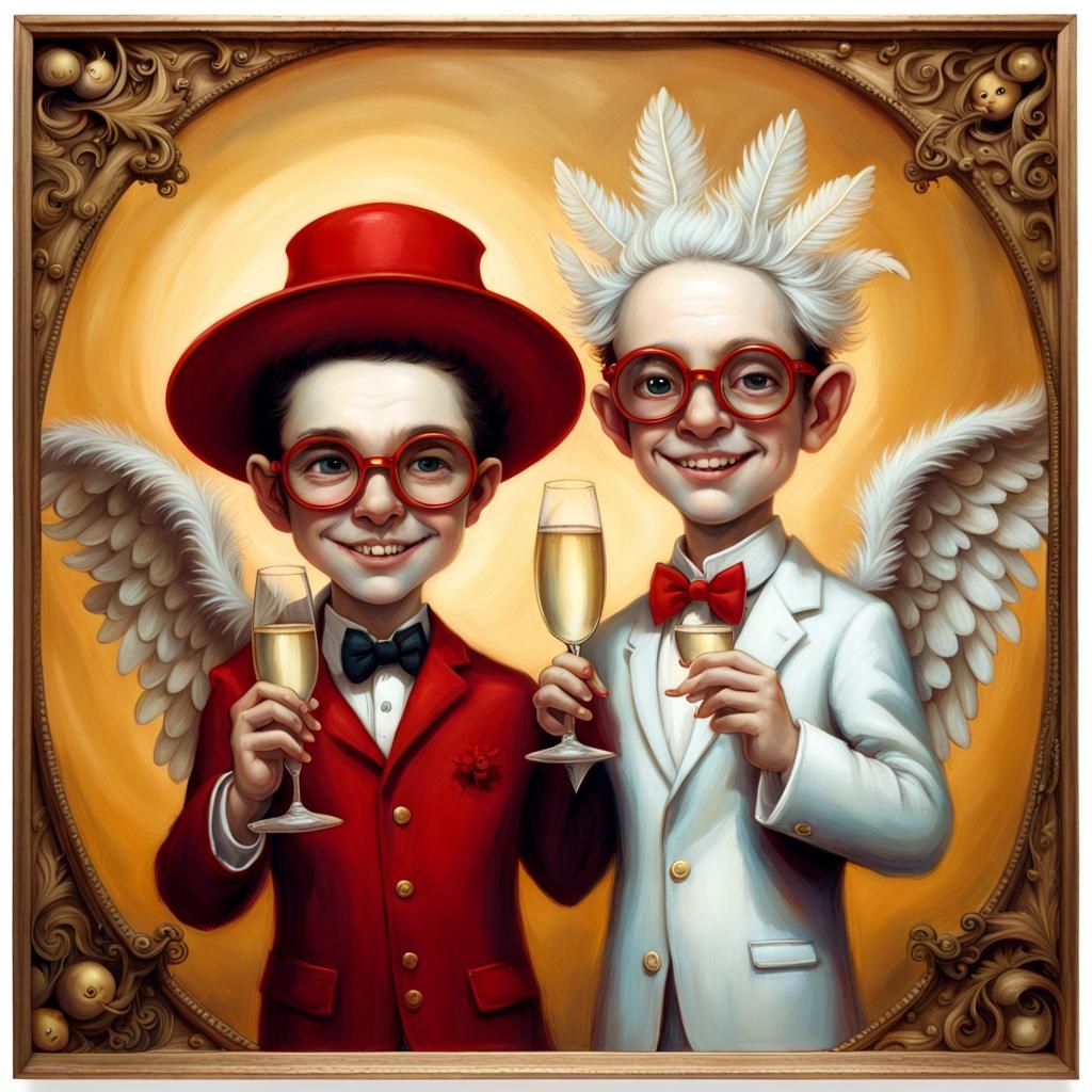 Gay Couple in Halloween Costumes, Pixar Style