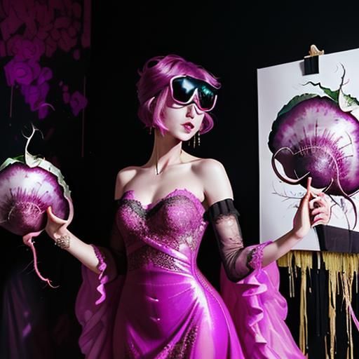 Punk Model in Radish Gown, Helmut Newton Style