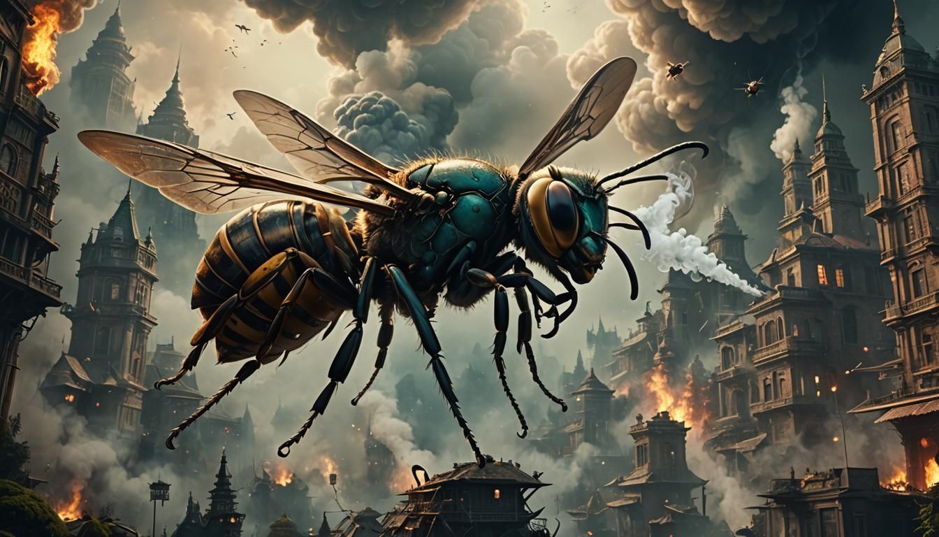 Smoking Hornet in Epic Cinematic Digital Painting