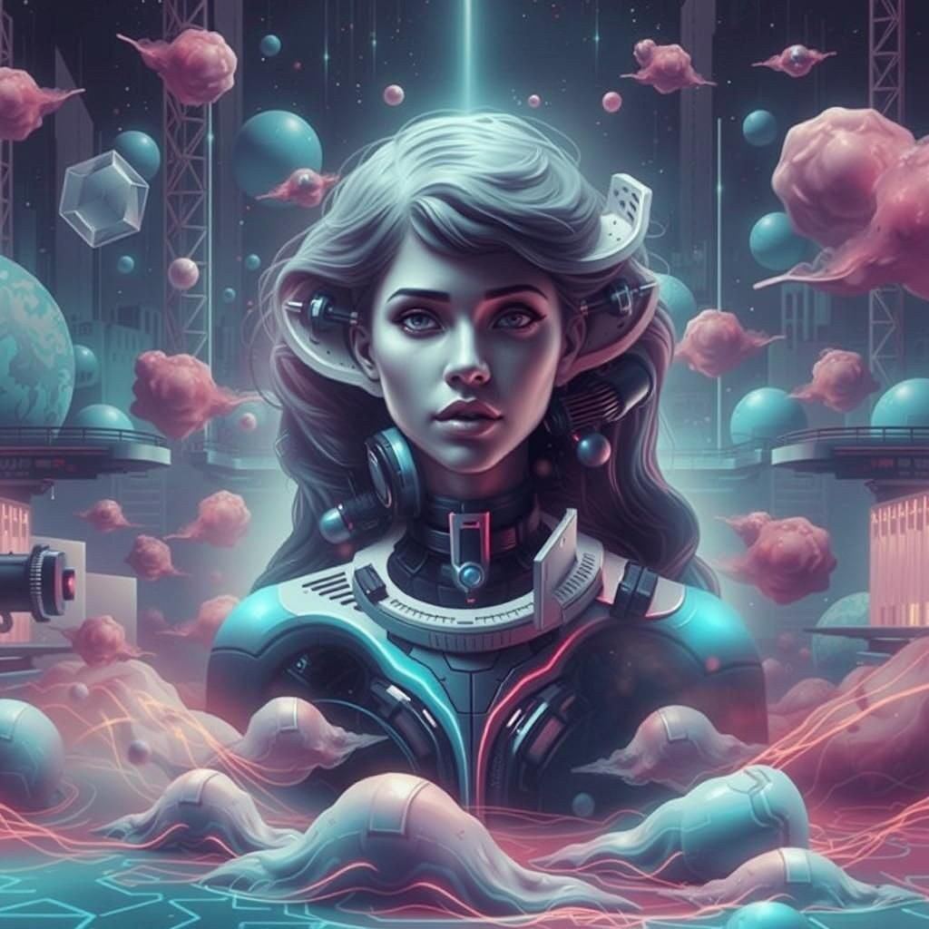 Futuristic Cityscape in TRON-Inspired Vaporwave Style