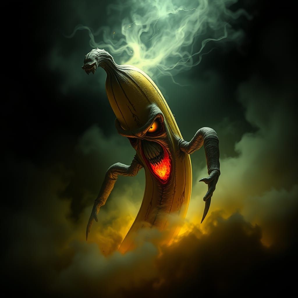Menacing Banana in Biomechanical Surrealist Style