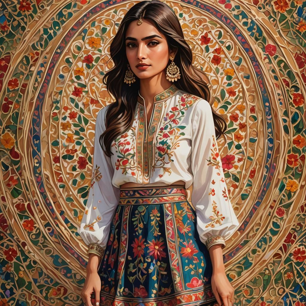 Pakistani Woman in Mughal-Inspired Portrait