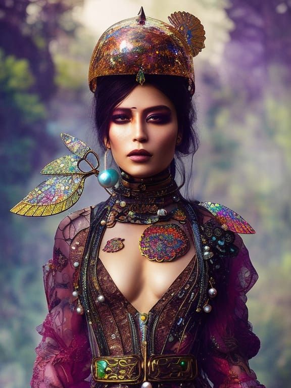 Firekeeper Girl Portrait with Dichroic Jewelry