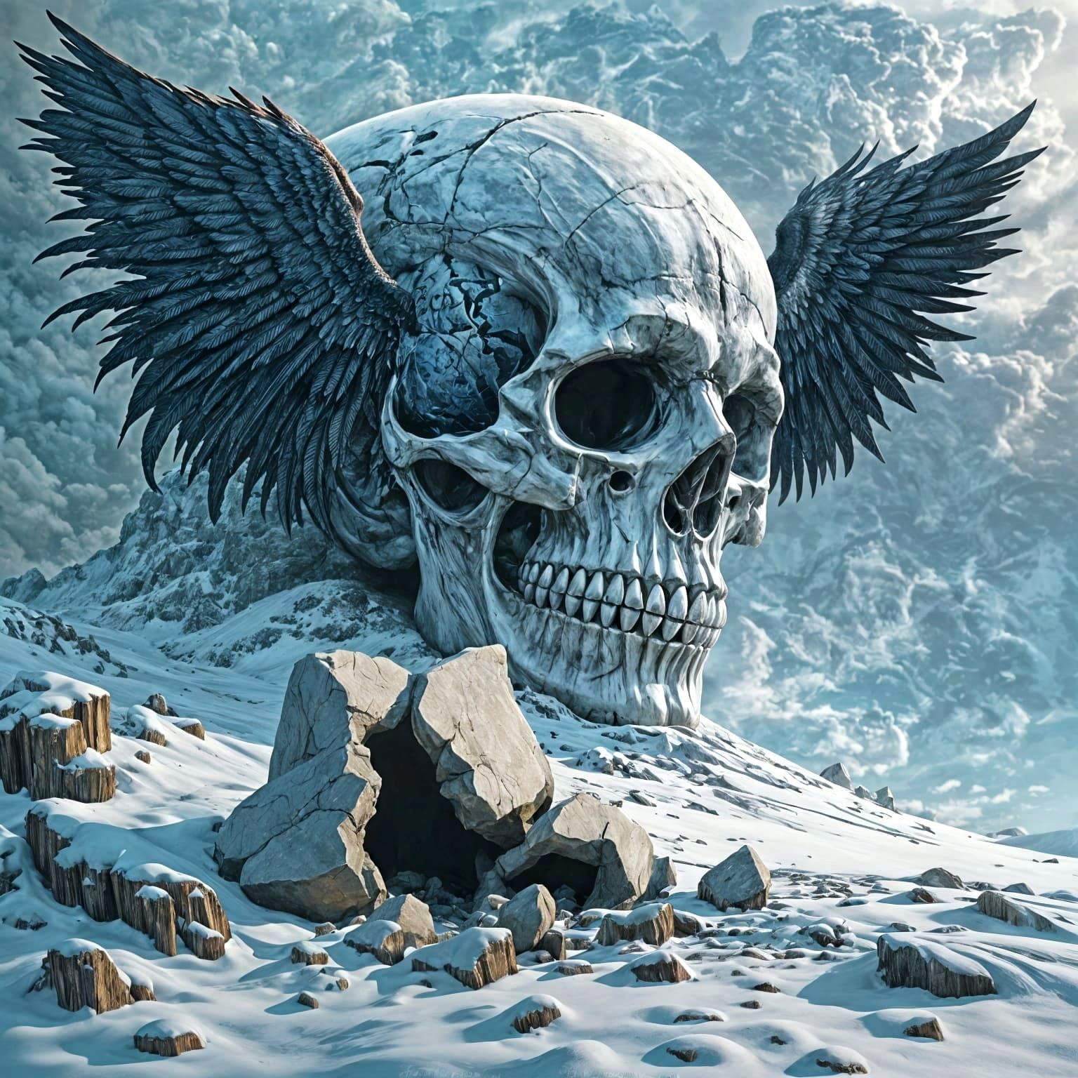 Colossal Skull Mountain with Dark Angel, Splash Art