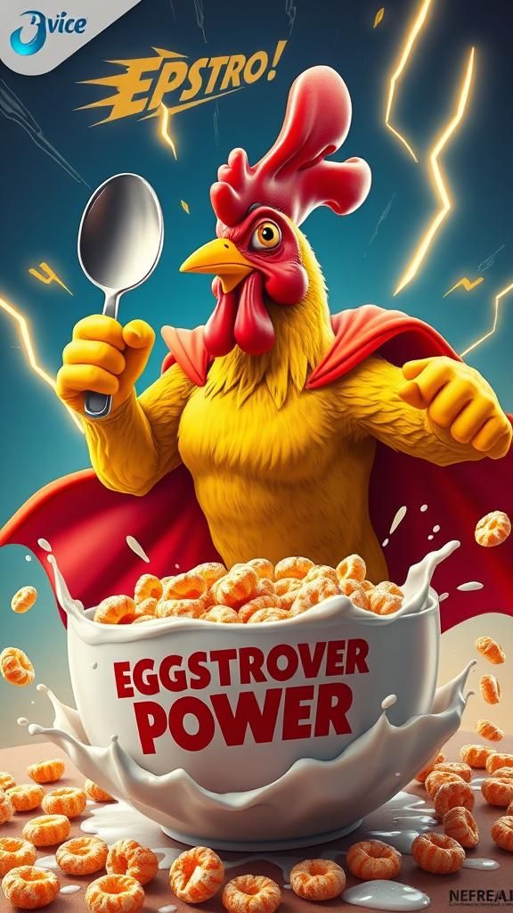 A cereal package : reading - "Eggstra Power Cereal Packaging...