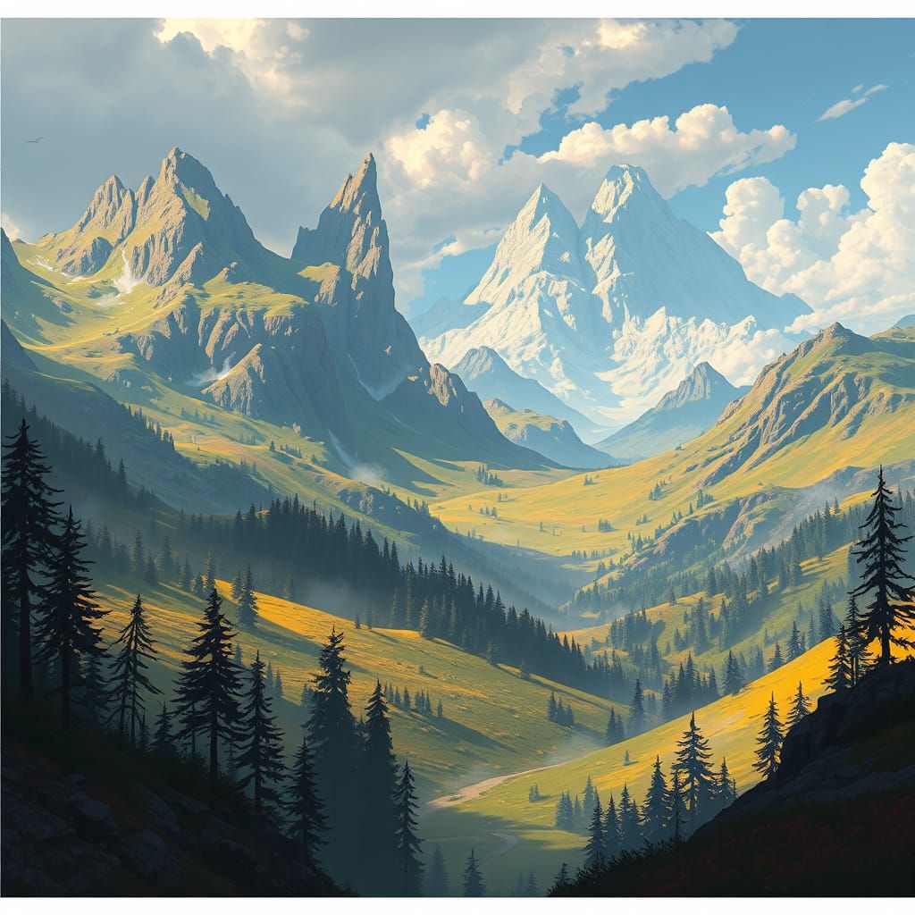 Dreamlike Fantasy Landscape with Vibrant Colors