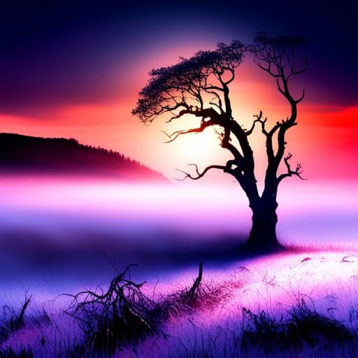 Mystical Irish Landscape with Ghostly Figure