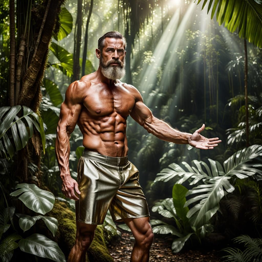 Muscular Man in Jungle: Professional Portrait Photography
