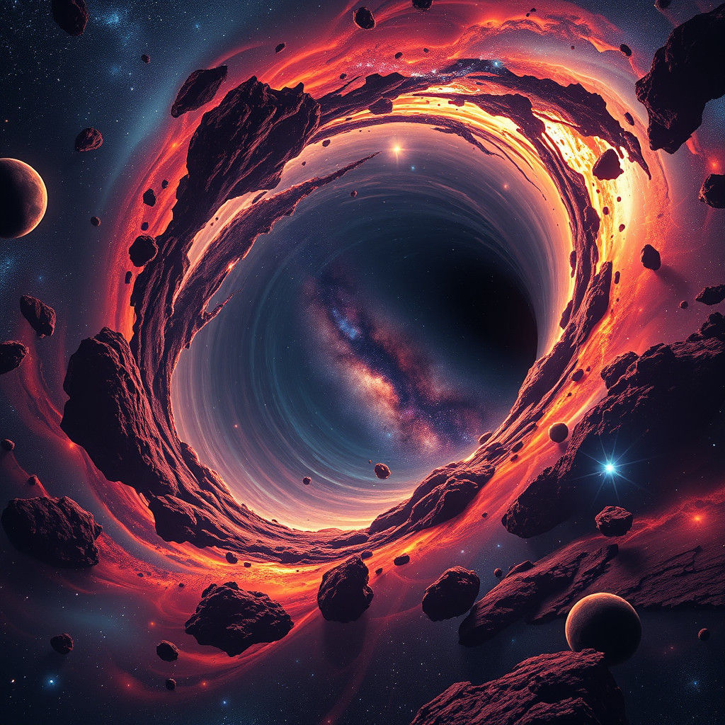 Milky Way Galaxy Swallowed by Black Hole in Matte Painting