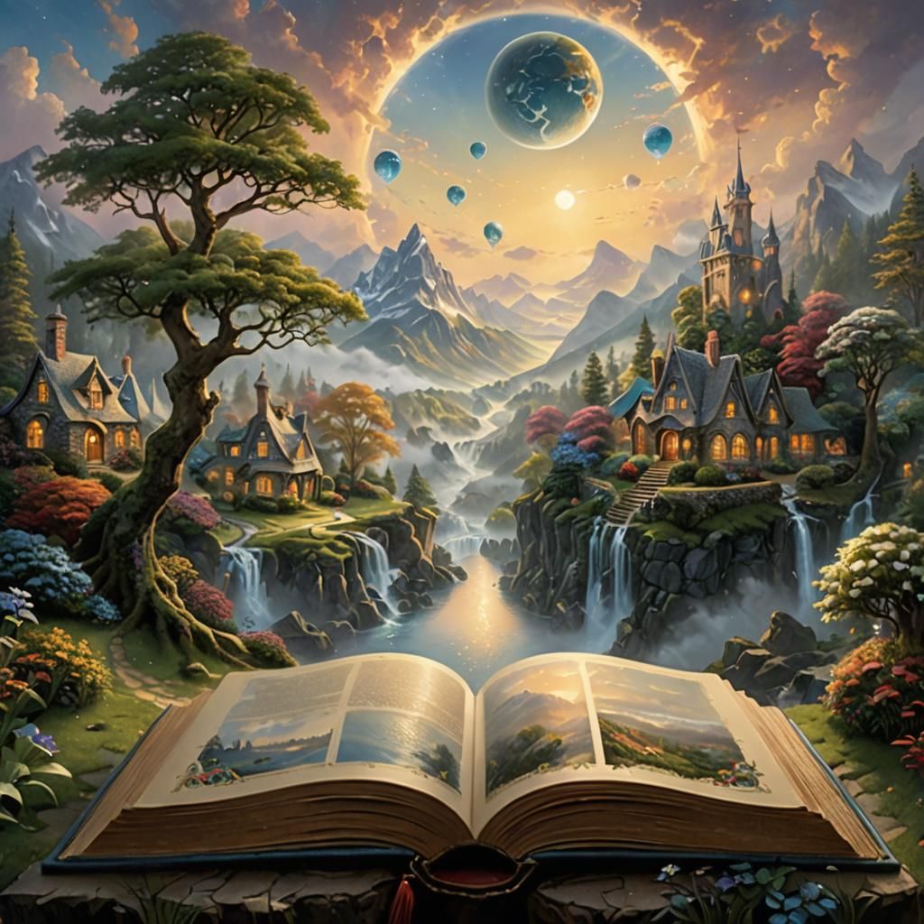 Earth Globe Emerges from Book in Ethereal Fantasy