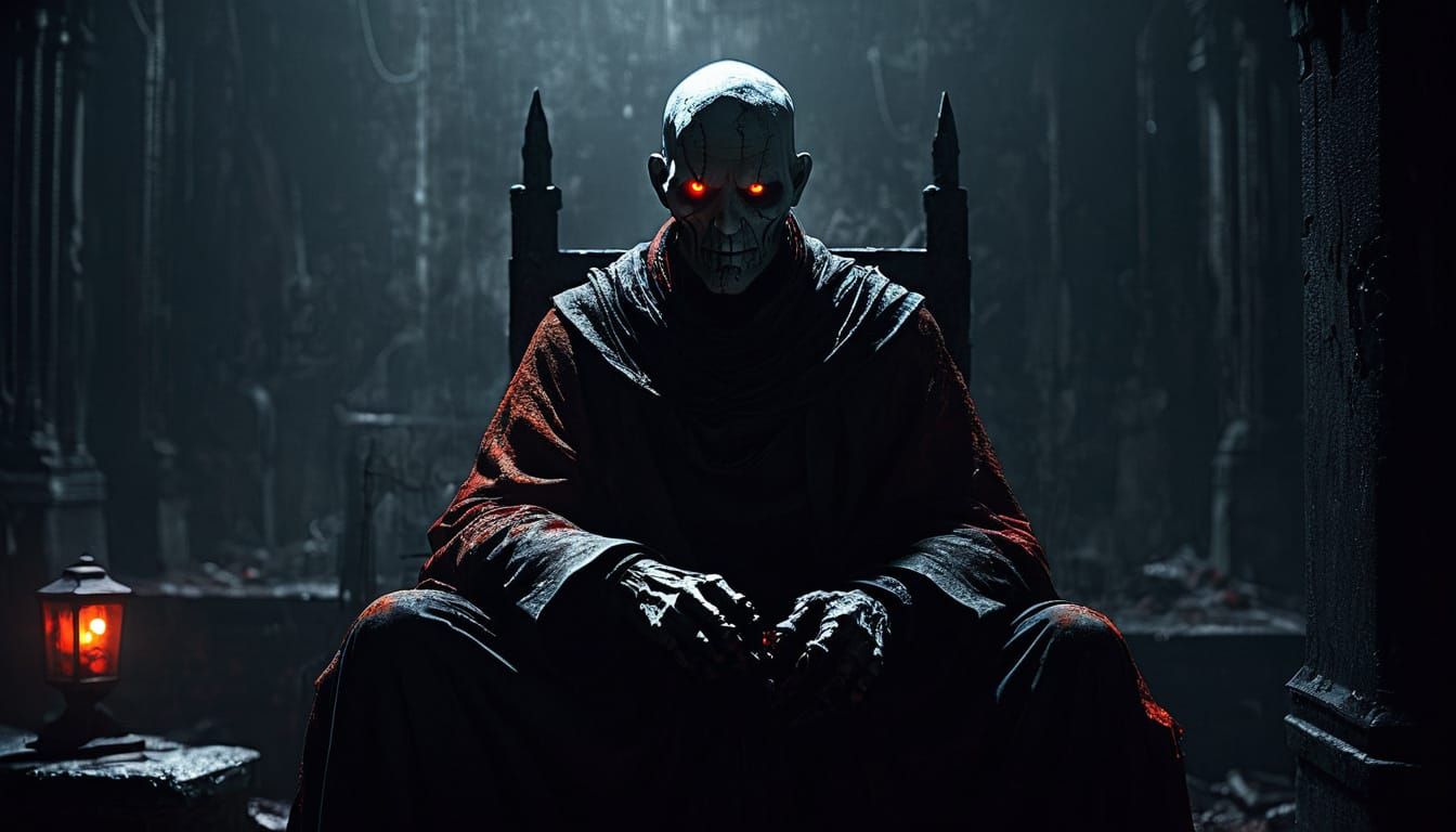 Gothic Ghost King of Shadows Under Blood-Red Moonlight