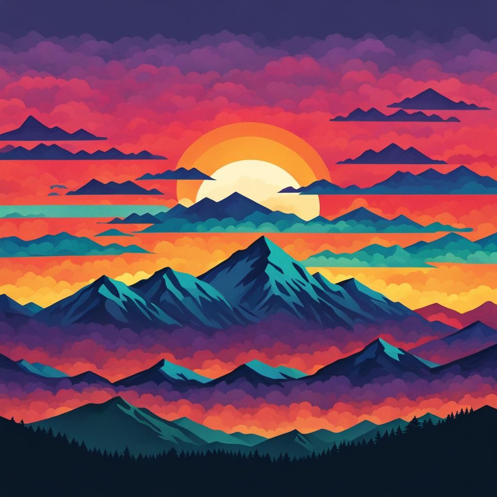 Mountain Sunrise in Triadic Colors