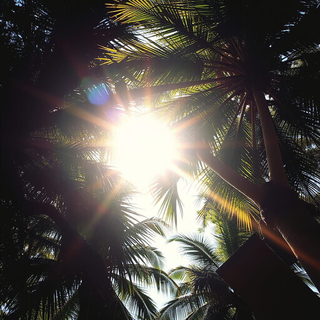 Sunlight Through Palm Leaves in Abstract Digital Art