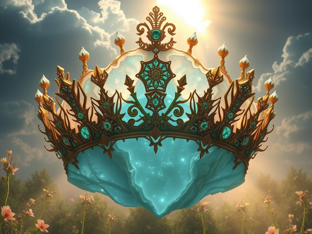 Majestic Sci-Fi Crown of Circuits and Moonlight