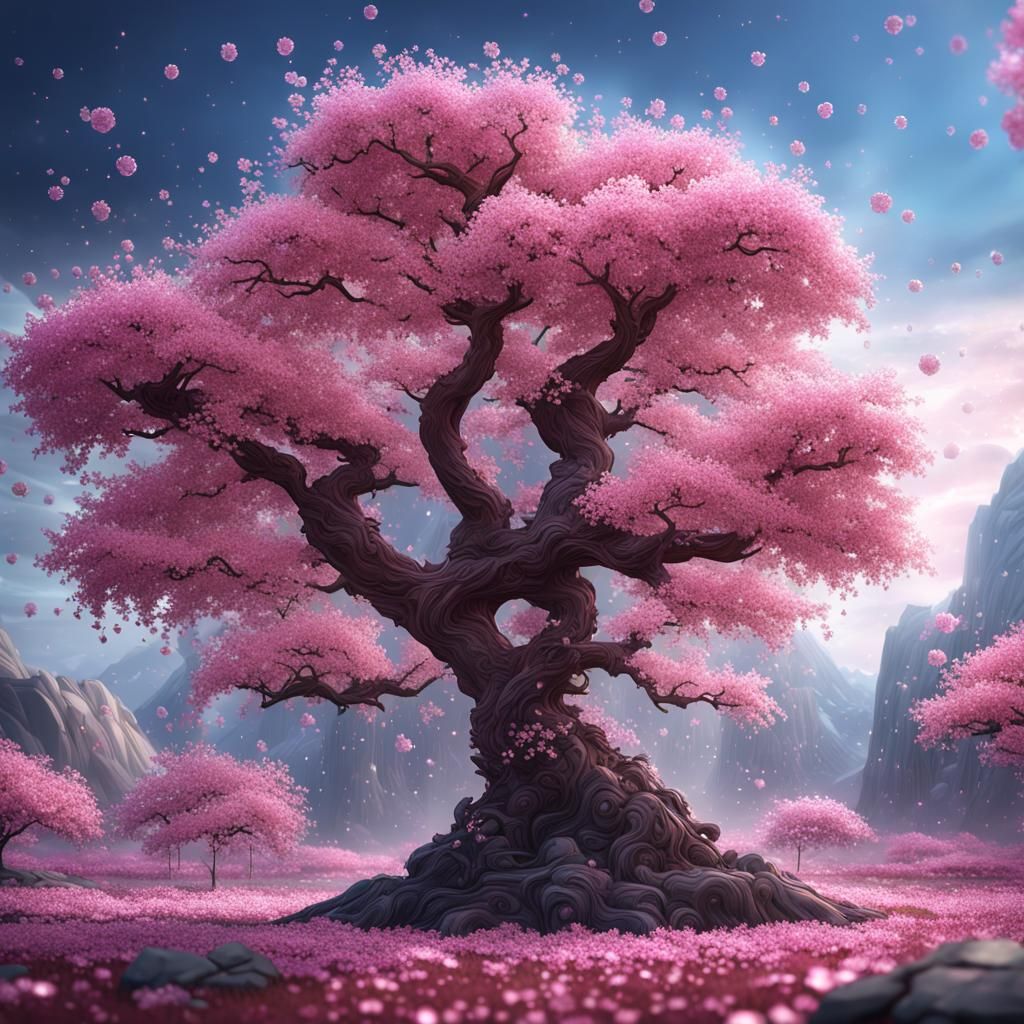 Crystal Cherry Blossom Tree: Fantasy Concept Art