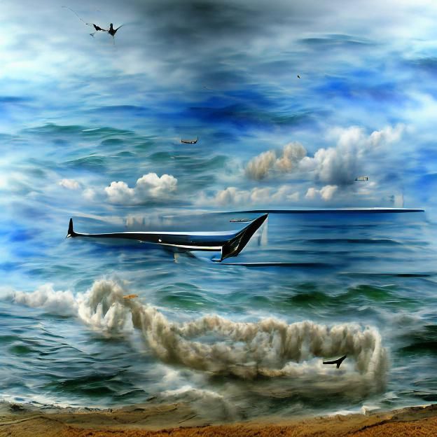 Vintage Biplane Flying Over a Calm Sea
