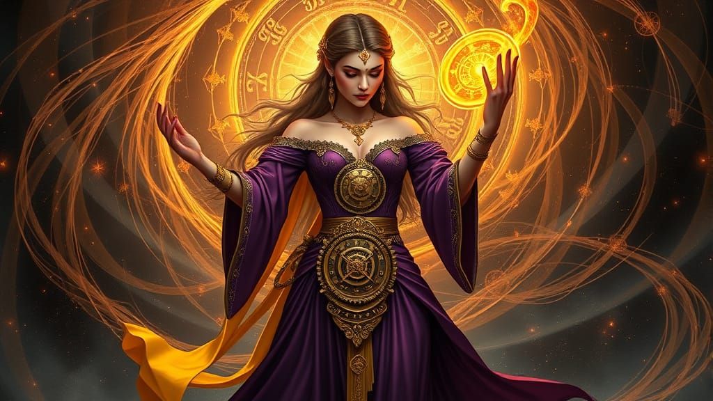Majestic Dark Fantasy Chronomancer Casting Time Spell